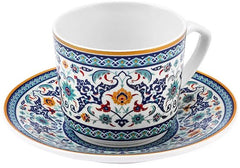 Karaca Beylerbeyi - 12-delige Porseleinen Turkse Koffiekopjes Set - 6 Persoons - 80 ml