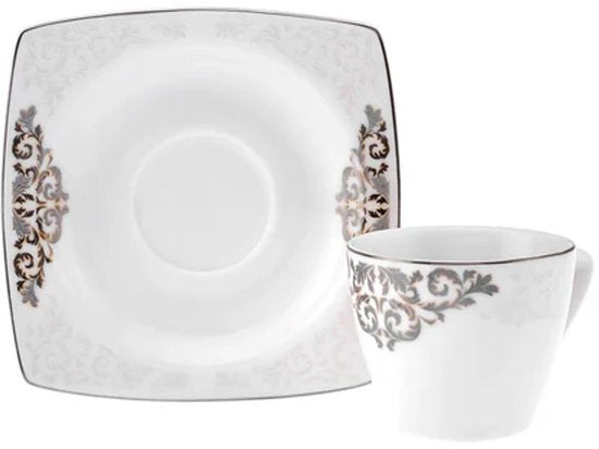 Karaca Nazende - Espresso & Turkse Koffiekopjes met Schotels – 12-delig – 6 Personen – 80 ml