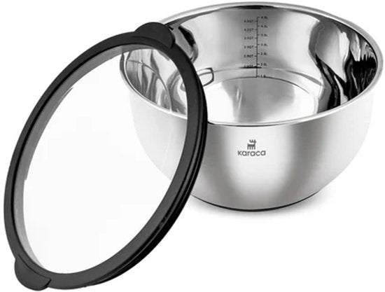 Karaca Mixmaster 2-Delige Meng- & Bewaarset – 4,5L & 2,5L – 304 RVS – Met Deksel