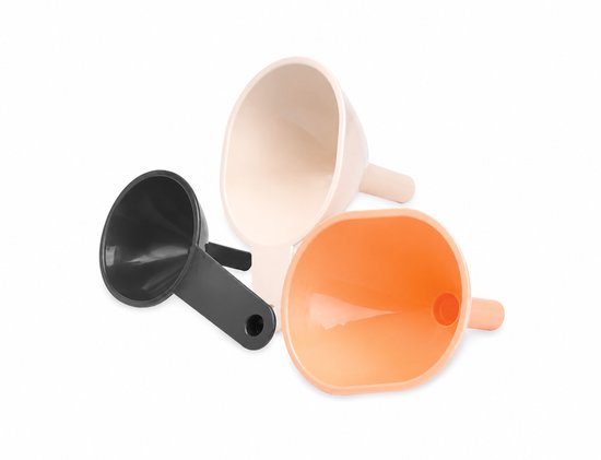 Sunplast SD-4381 - 3-delige Mini Trechterset – Kleine Kunststof Trechters – Keuken Hulpmiddel – Groen / Zalm / Antraciet / Latte