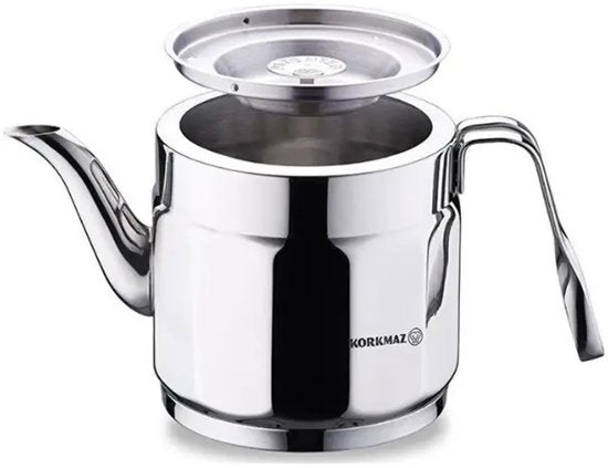 Korkmaz Nostaljia Maxi – Turkse Theepotset – 1,2 L + 2,2 L – 18/10 RVS – Zilver