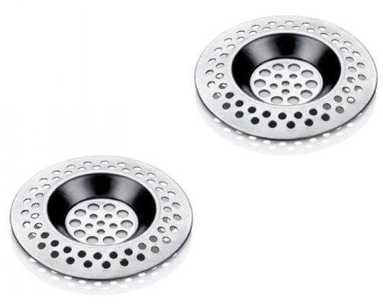 Sunplast SD-679 - 2-delige Metalen Gootsteen Zeefjes – Lavabo Afvoerfilter – RVS Spoelbak Zeef