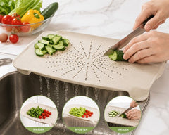 Sunplast SC-338 - Snijplank met Vergiet – Multifunctionele Keuken Snijplank voor Groenten & Fruit – BPA-vrij