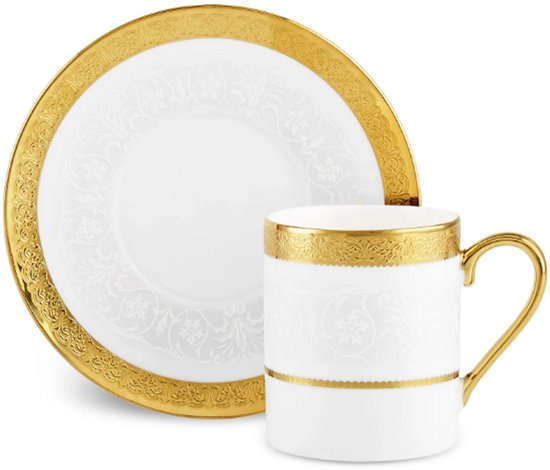 Karaca Royal Bone Victoria Koffiekopjesset 12-delig - 6 Personen - 90 ml - New Bone - Espresso & Turkse Koffie