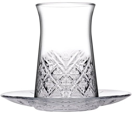 Pasabahce Timeless - Theeglazen Set 12-delig – 6 Theeglazen met Onderzetters – 160 ml - 96991