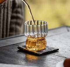 Ekselans - Geribbelde Stripe Curve Waterglazen - Set van 2 - 310 ml - Borosilicaatglas