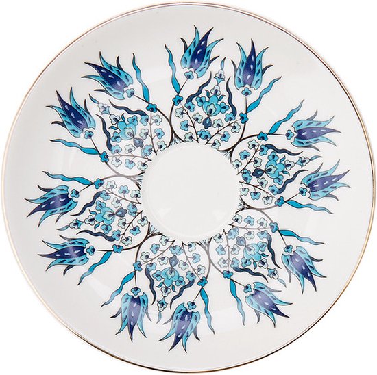 Karaca Iznik Turkse Koffieset – 12-delig – 6 Personen – Porseleinen Koffiekopjes met Schotels – Espresso & Mokka Set