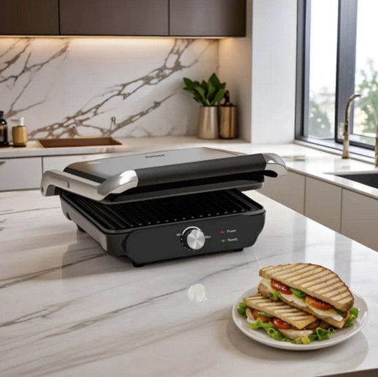 Homend Grilliant 1366H - Contactgrill & Tosti Apparaat – 2000W – Uitneembare Grillplaten – RVS