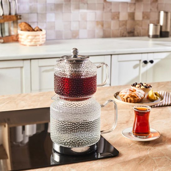 Karaca Glissia – Glazen Theepot XL – Borosilicaatglas – Inductiegeschikt – Transparant