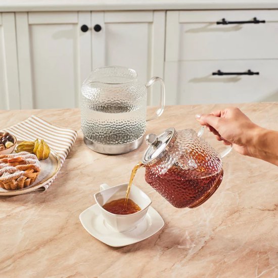 Karaca Glissia – Glazen Theepot XL – Borosilicaatglas – Inductiegeschikt – Transparant