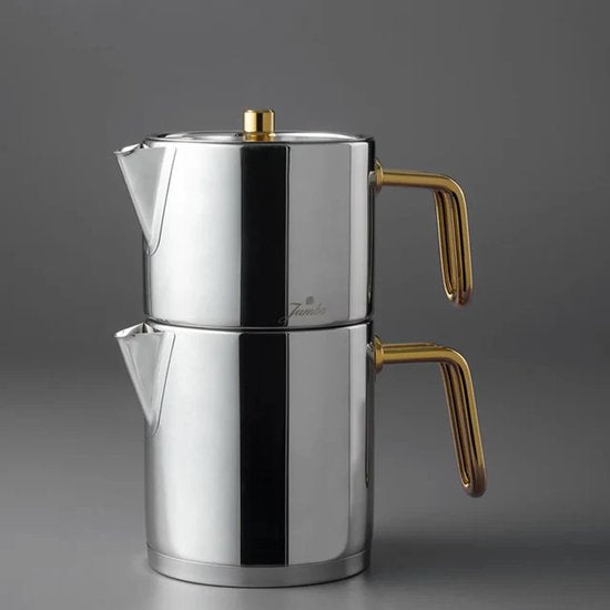 Jumbo Metalix Midi - RVS Theepot – 0,9L & 1,2L – 18/10 Roestvrij Staal – Inductiegeschikt – Vaatwasserbestendig - Titanium Gold