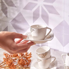 Karaca Nazende - Espresso & Turkse Koffiekopjes met Schotels – 12-delig – 6 Personen – 80 ml