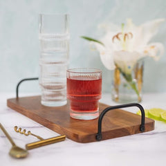 Ekselans - Geribbelde Waterglazen - 6 Stuks – 180 ml – Stapelbare Drinkglazen – HY-B01