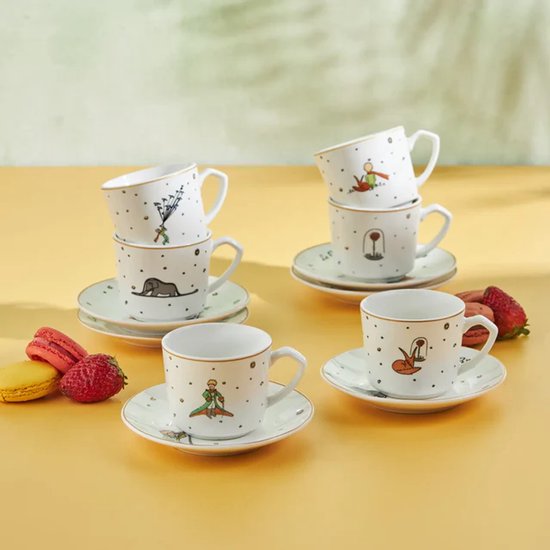 Karaca Little Prince - Espresso & Turkse Koffiekopjes met Schotels – 12-delig – 6 Personen – 80 ml