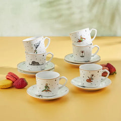 Karaca Little Prince - Espresso & Turkse Koffiekopjes met Schotels – 12-delig – 6 Personen – 80 ml