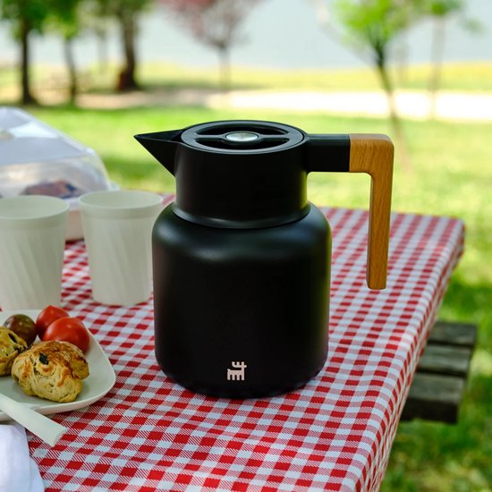 Karaca Corelock - RVS Thermoskan 1,6 Liter – Dubbelwandige Thermosfles - Zwart