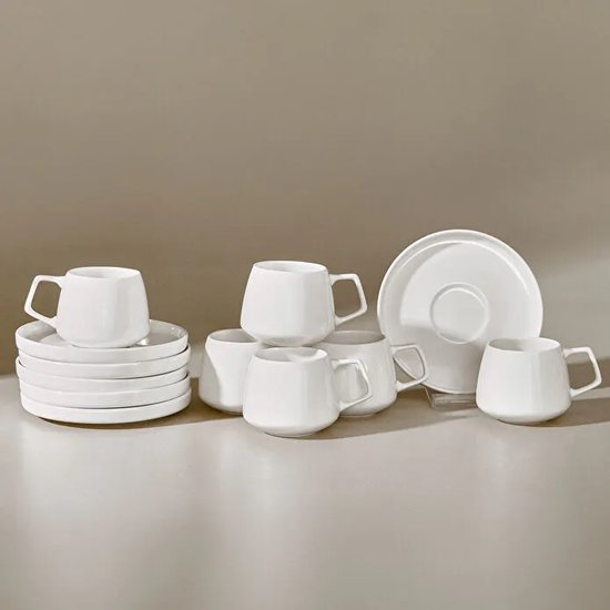 Karaca Streamline Saturn - Porseleinen Koffiekopjesset – 6 Personen – Espressokopjes - 80ml