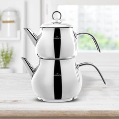 Karaca Layla - RVS Inductie Theepot – Midi – 1L & 1,75L – 18/10 Roestvrij Staal – Zilver
