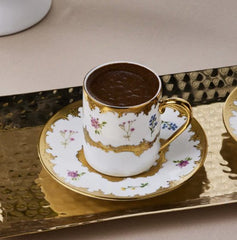 Karaca Bihter - Turkse Koffiekopjesset – 6 Personen – 90 ml –  Espresso- en Mokkaset