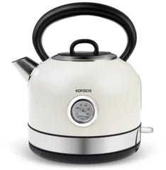 Karaca Retro 2202 - Waterkoker – 1,7L – 2200W – 304 RVS Binnenzijde – Temperatuurmeter – Crème