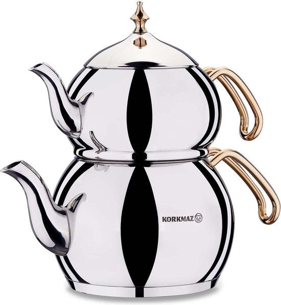 Korkmaz Hanedan A222-01 - Turkse Theepot - Goud – 1,1L + 2,0L – Inductie