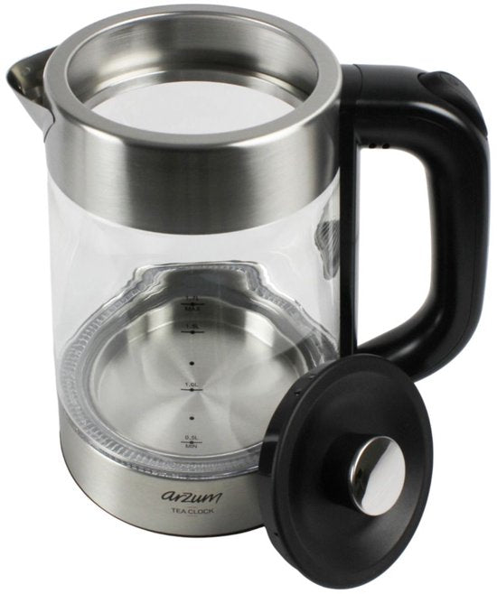 Arzum Tea Clock AR3154-0600 - Elektrische Theepot – 1,7 + 1,0 Liter – 2200W – 360° Draaibare Basis