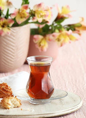 LAV Alya - Turkse Theeglazen met Schoteltjes – Set van 12  – 6 Personen - ALY326