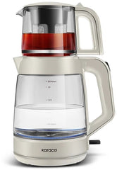 Karaca Glass Tea XL - 2-in-1 Theemaker & Waterkoker – 3,1 L – 1900W – Warmhoudfunctie – Starlight