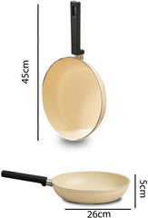 Polochef VSK-107 - Vista Seramische Pannenset 7-Delig – Beige / Crème – Inclusief Koekenpan & Deksels – Anti-aanbak – Inductie Geschikt