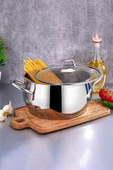 Polochef PRD-128 - Proline Diepe Pan 28 cm – 18/10 Roestvrij Staal – RVS Kookpan met Glazen Deksel – Inductie Geschikt