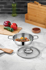 PoloChef Proline - RVS Sahan 16 cm – Roestvrijstalen Koekenpan – Turkse Sauspan – Inductie Geschikt – Zilver