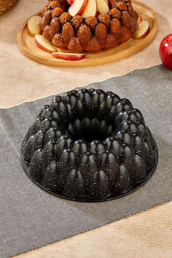 Polochef PDK-126 - Prizma Gietaluminium Cakevorm 26 cm – Zwarte Graniet Anti-aanbaklaag – Tulbandvorm – Bakvorm