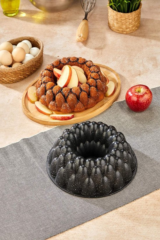 Polochef PDK-126 - Prizma Gietaluminium Cakevorm 26 cm – Zwarte Graniet Anti-aanbaklaag – Tulbandvorm – Bakvorm