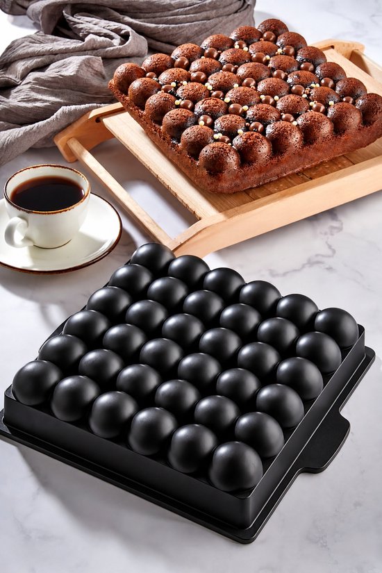 Polochef Kar-130 - Gietaluminium Cakevorm 30 cm – Zwarte Graniet Anti-aanbaklaag – Tulbandvorm – Bubble Design Bakvorm
