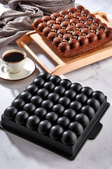 Polochef Kar-130 - Gietaluminium Cakevorm 30 cm – Zwarte Graniet Anti-aanbaklaag – Tulbandvorm – Bubble Design Bakvorm
