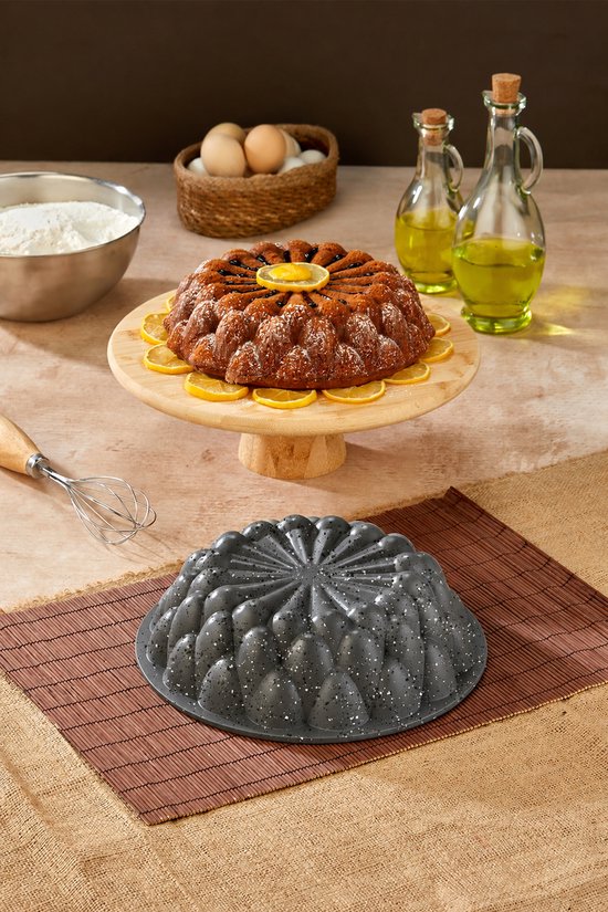 PoloChef Prizma PDT-126 - Tartvorm 26 cm – Gegoten Aluminium – Granieten Antiaanbaklaag – Antraciet – Quiche- en Taartvorm