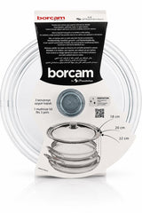 Borcam 590220 - Multisize Glazen Deksel – Universeel 3-in-1 Deksel – 18, 20 & 22 cm – Hittebestendig