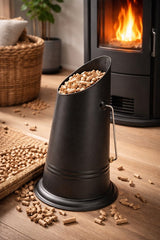 Pellet Schep voor Pelletkachel – Zwarte Metalen Houtpellets Vul- en Doseerschep - met Handvat - H:50CM