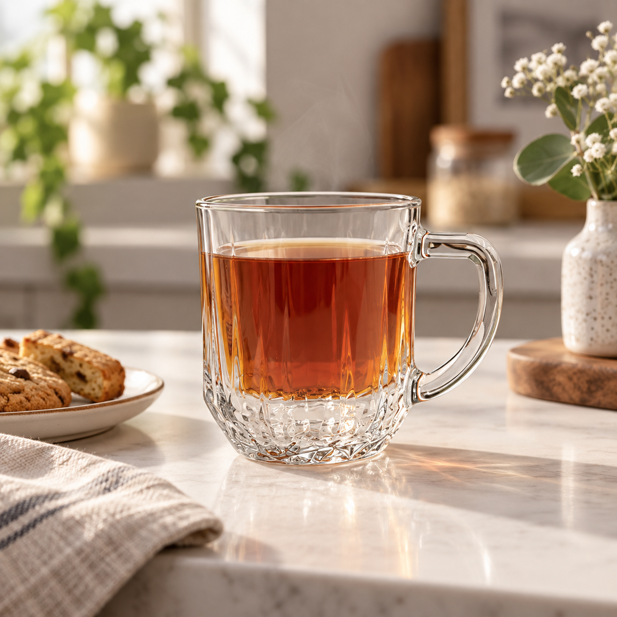 Pasabahce Echo - Theeglazen met Oor – 300 ml – 2 Stuks – Glazen Mokken voor Thee & Koffie