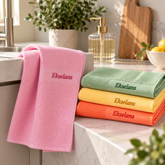 Ekselans Microvezeldoeken – Schoonmaakdoeken – Set van 4 – Roze, Groen, Geel & Oranje