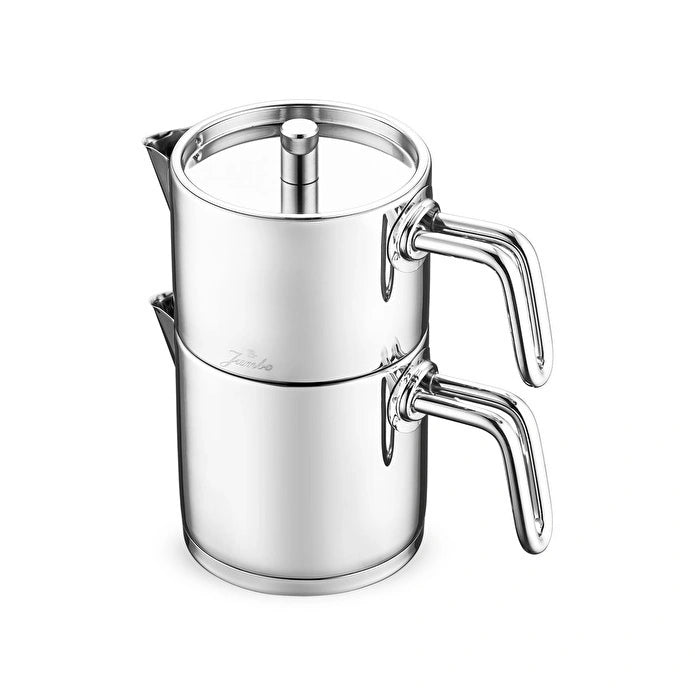 Jumbo Metalix Midi Theepot RVS - 2-delig - Inductie - 0,9L + 1,2L - Dubbele Theeketel Set