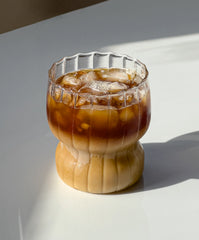 Ekselans - Geribbelde Stripe Curve Waterglazen - Set van 2 - 310 ml - Borosilicaatglas