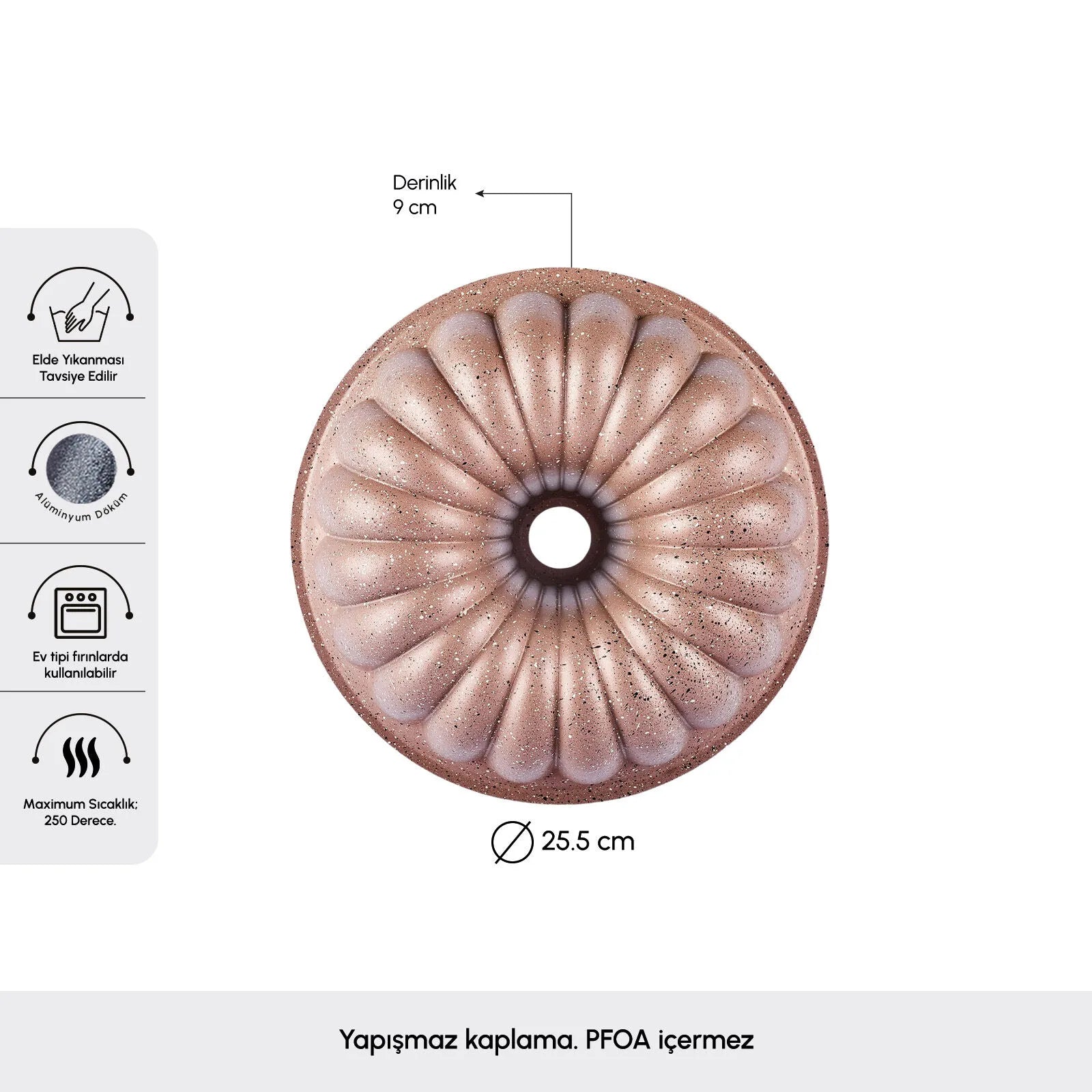 Karaca Cake Pro Lina - Bakvorm - 25.5 cm - Gegoten Aluminium - Roségoud - Decoratieve Cakevorm