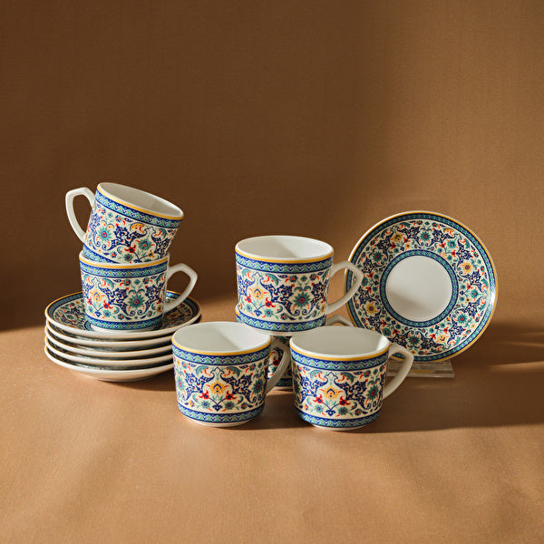 Karaca Beylerbeyi - Porselein Koffiekopjesset – 6-Persoons – 12-delig – 80 ml