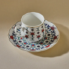 Karaca Ebruli Turkse Koffiekopjes Set – 6 Personen – 100 ml – Porselein Servies – Incl. Schotels