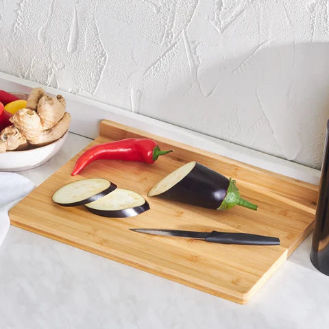 Karaca Lalin - Snijplank - 30 x 40 cm - Bamboe Keukenplank - Extra Dik - Houten Snij- en Serveerplank