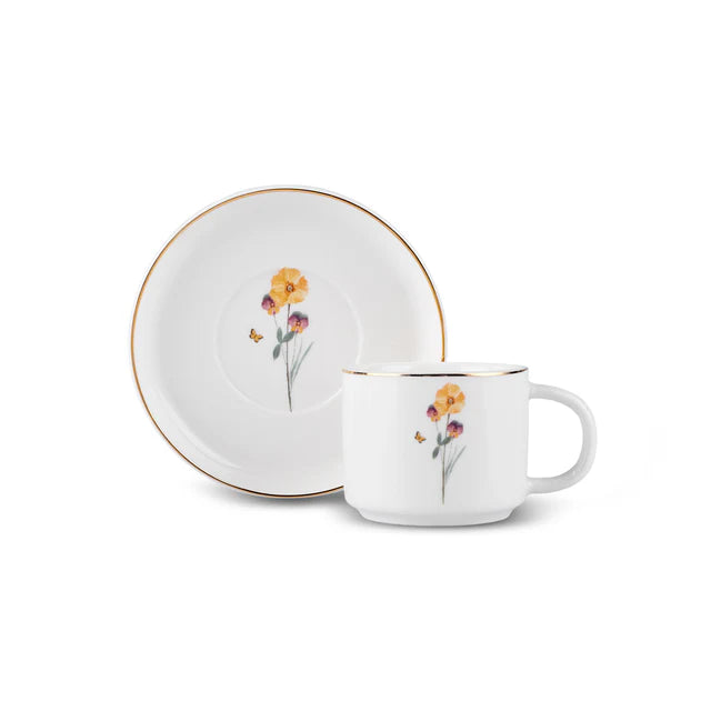 Karaca Valencia Koffiekopjesset 12-delig - 6 Personen - 80 ml - Espresso & Turkse Koffie - Kopjes met Schotels