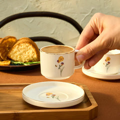 Karaca Valencia Koffiekopjesset 12-delig - 6 Personen - 80 ml - Espresso & Turkse Koffie - Kopjes met Schotels