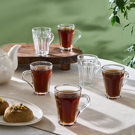 Karaca Leylak - Theeglazenset – 6 Delig – 175 ml – Transparante Turkse Theeglazen – Glazenset voor Thee & Warme Dranken