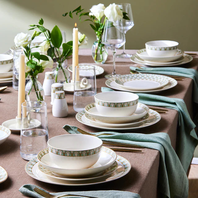 Karaca Forever Emerald - 53-Delig Servies – 12 Persoons – New Bone Serviesset – Dinerborden Soepborden Dessertborden